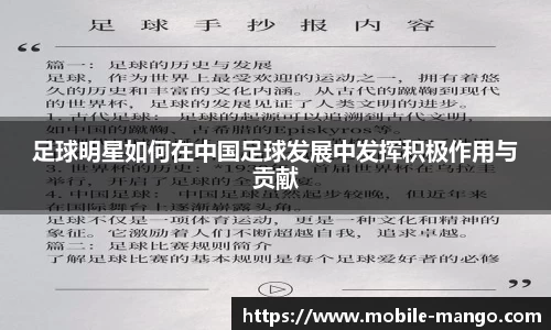 足球明星如何在中国足球发展中发挥积极作用与贡献